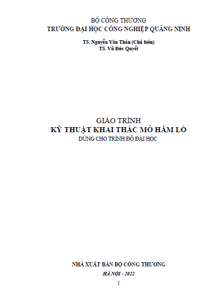 Giáo trình Kỹ thuật khai thác mỏ hầm lò