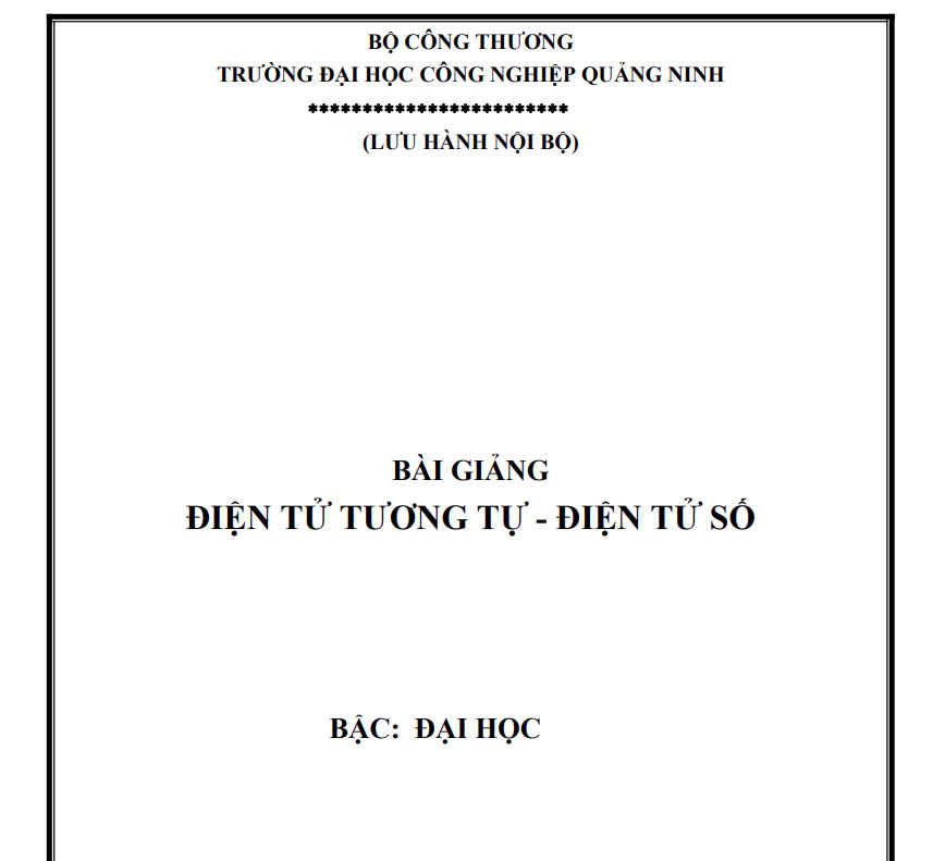 Bài giảng điện tử tương tự - điện tử số