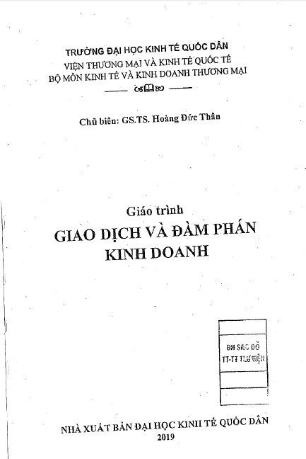 Giáo trình giao dịch và đàm phán kinh doanh