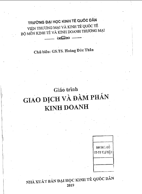 Giáo trình giao dịch và đàm phán kinh doanh