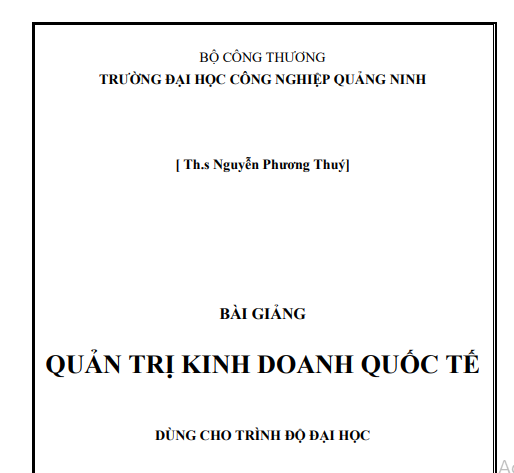 Bài giảng quản trị kinh doanh quốc tế