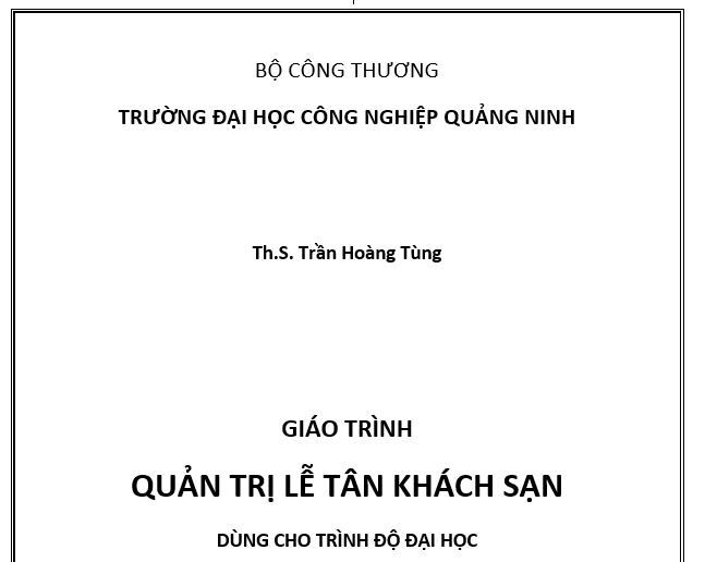 Giáo trình quản trị lễ tân khách sạn
