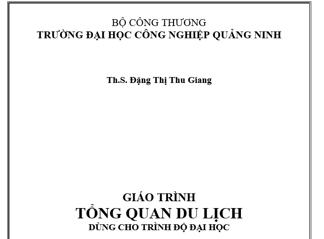 Giáo trình Tổng quan du lịch