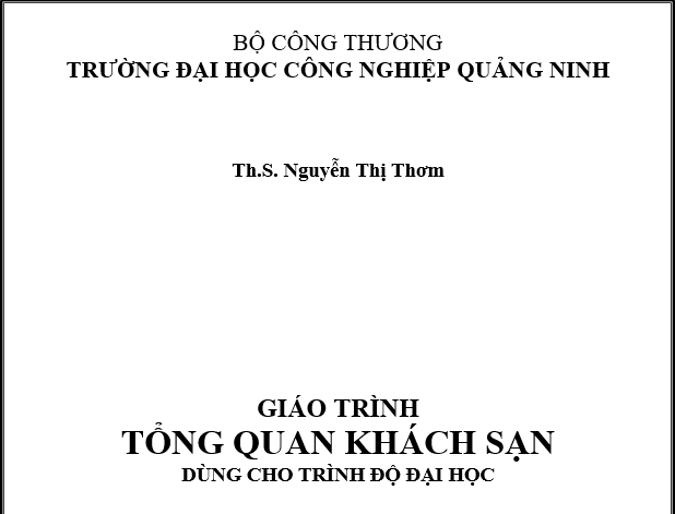 Giáo trình tổng quan khách sạn