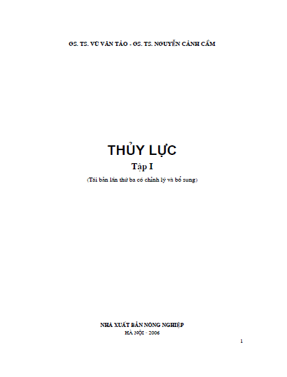 Thủy lực tập 1