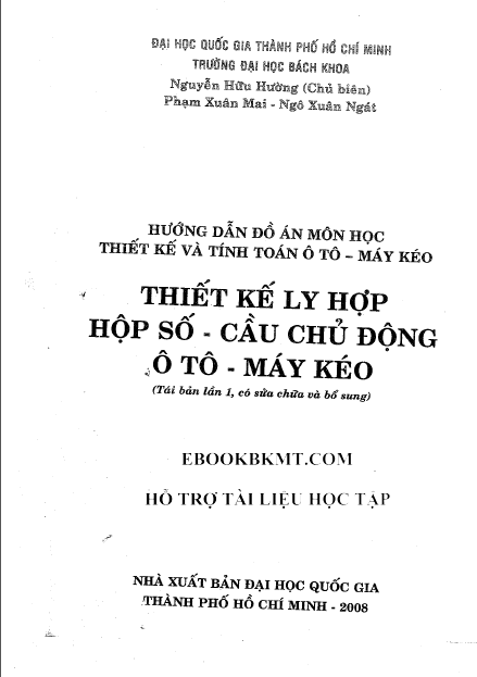 Thiết kế ly hợp hộp số - cầu chủ động ô tô - máy kéo