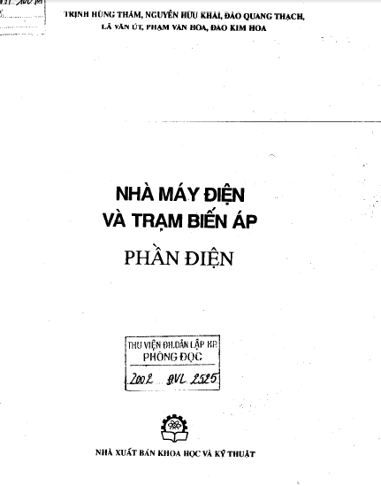 Nhà máy điện và trạm biến áp - Phần điện