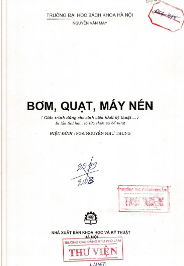 Giáo trình bơm, quạt, máy nén