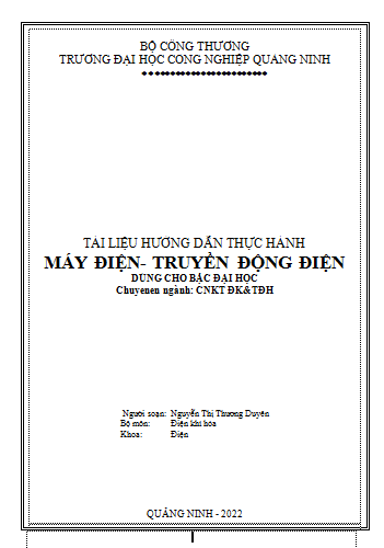 TÀI LIỆU HƯỚNG DẪN THỰC HÀNH MÁY ĐIỆN- TRUYỀN ĐỘNG ĐIỆN