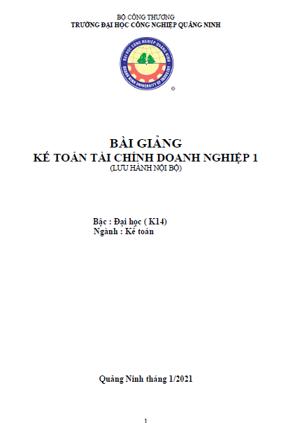 Bài giảng kế toán tài chính doanh nghiệp 1