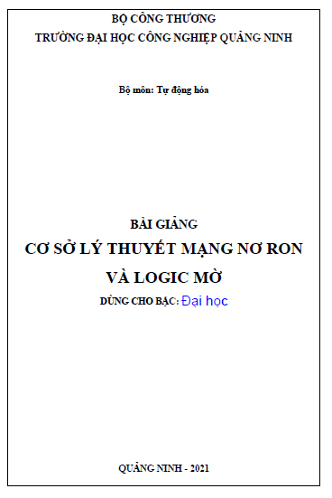 Bài giảng cơ sở lý thuyết mạng nơ ron và logic mờ