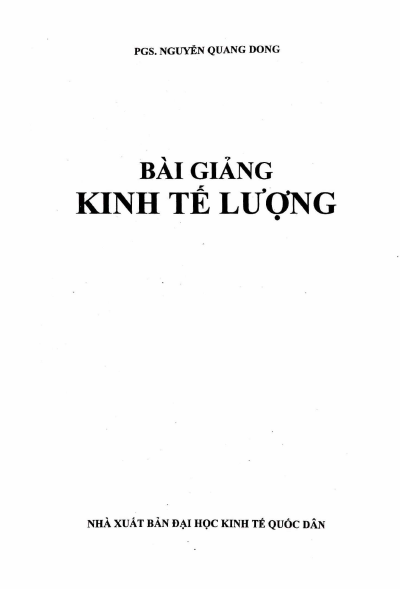 Bài giảng Kinh tế lượng - Phần 1